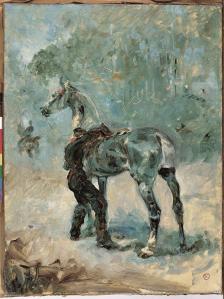 @Musée Toulouse-Lautrec - Artilleur Sellant son Cheval - 1879 - Huile sur Toile - mTL 1